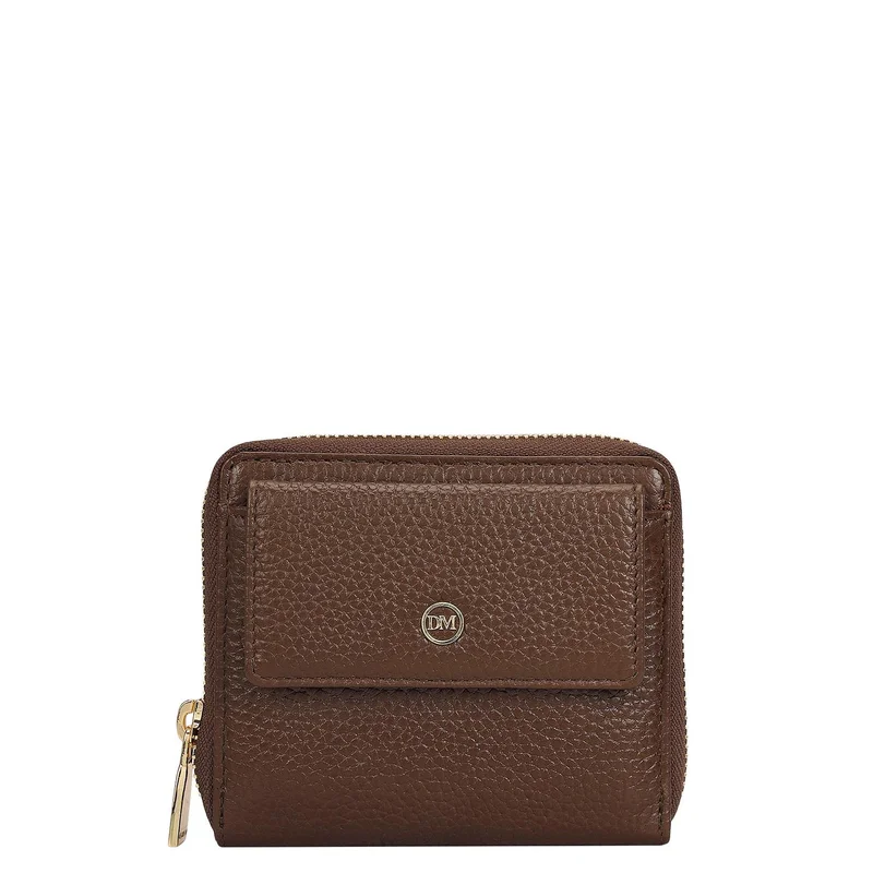 دا ميلانو Wax Leather Ladies Wallet - Mocha